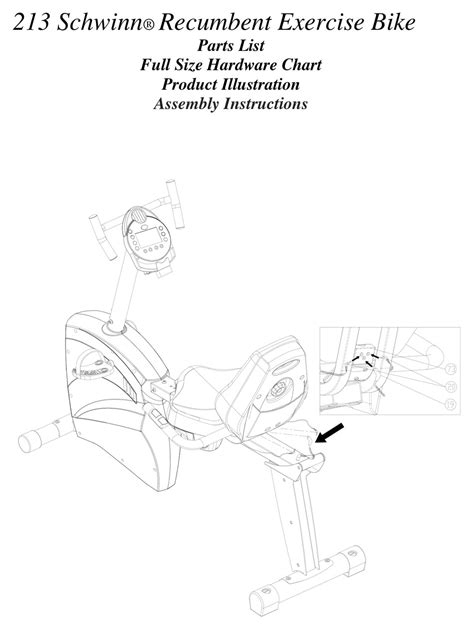 schwinn  parts list full size hardware chart product illustration assembly instructions