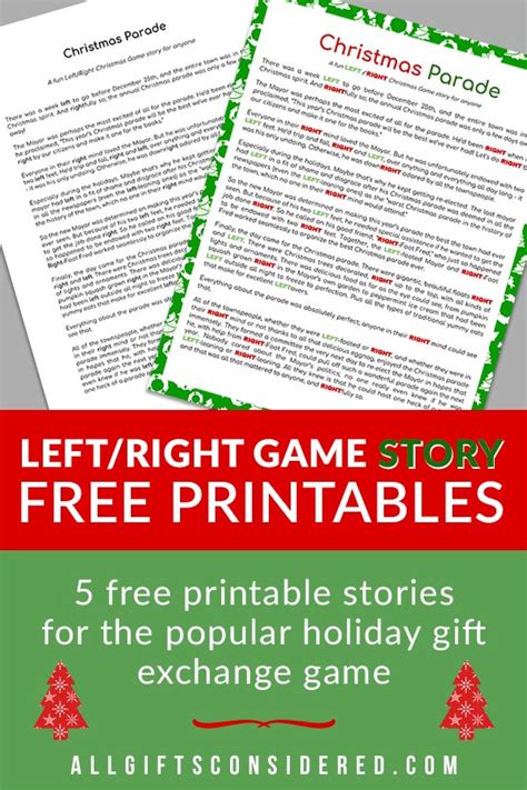 left  game gift exchange   printable stories  gifts