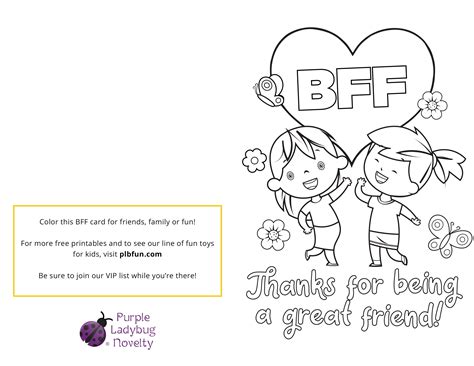 printable bff card  friends  family purple ladybug