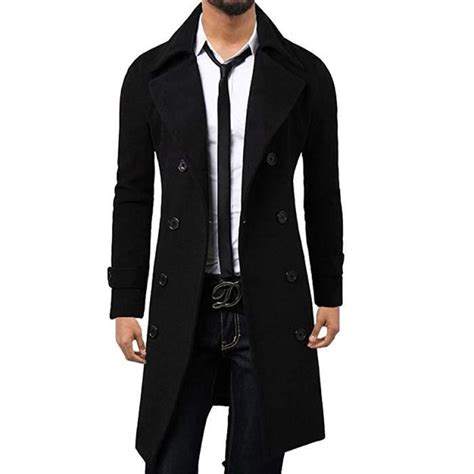 manteau homme manteaux longue en laine classique lapel boutonnage blouson chaud veste dhiver