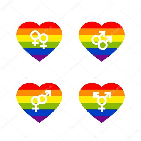 lgbt symbols pride hearts in rainbow colors — stock vector