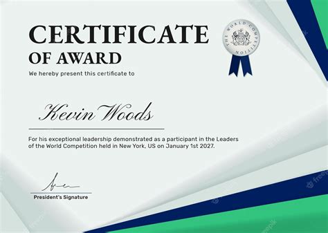 award certificate template psd