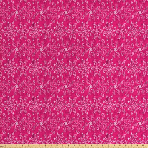 hot pink fabric   yard floral arrangement pattern  hot pink