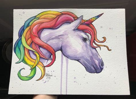 rainbow unicorn original watercolor painting unicorn art unicorn