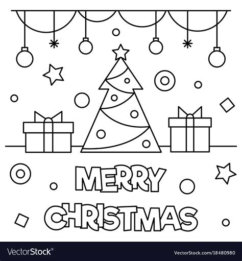 merry christmas coloring page royalty  vector image