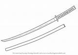 Sword Samurai Draw Drawing Swords Step Katana Drawingtutorials101 Weapons Tutorials Printable Learn Knife sketch template