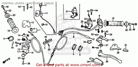 honda atc   usa control levers switches cables schematic partsfiche