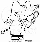 Clipart Detective Magnifying Elephant Glass Using Cartoon Thoman Cory Outlined Coloring Vector 2021 sketch template