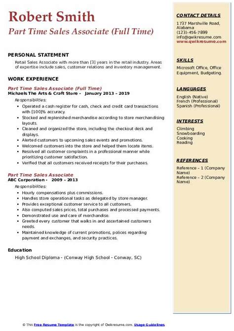 resume  part time job resume objective  part time job  resume