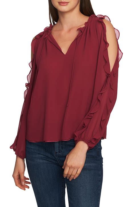 Lyst 1 State Ruffle Cold Shoulder Top In Pink