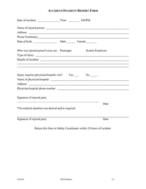 incident report form template