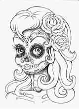 Coloring Tattoo Pages Skull Deviantart Muertos Flash Los Sugar Tattoos Drawing Dia Cool Book Choose Board sketch template