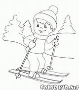 Boy Skiing Coloring Pages Colorkid Kids sketch template