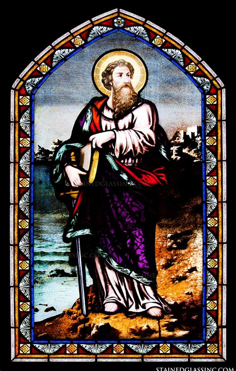 saint paul  apostle religious stained glass window