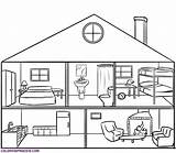 House Coloring Pages Rooms Colouring Drawing Sketch Sketchite sketch template