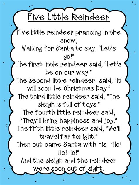 reindeer christmas poems christmas kindergarten preschool songs