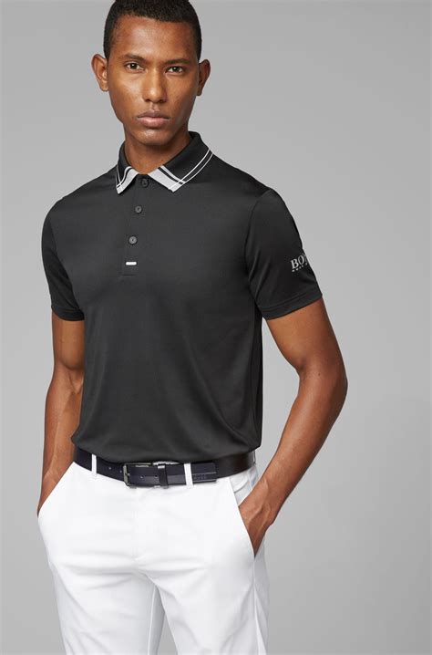 boss synthetic slim fit golf polo shirt  moisture wicking fabric