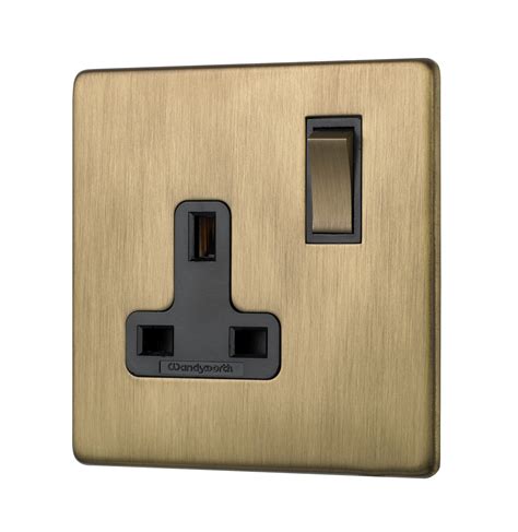 penthouse single switched socket in burnished brass wandsworth electrical