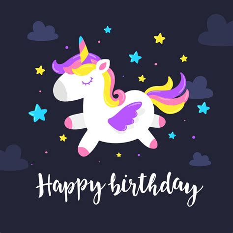 unicorn birthday greeting card  vector art  vecteezy