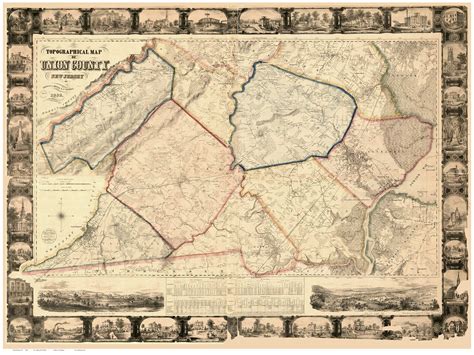 union county  jersey   map reprint  maps