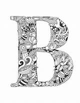 Letters Pages Fancy Coloring Letter Adult Alphabet Book Doodle Colour Printable Books Template Drawing sketch template