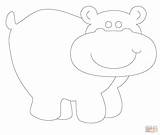 Outline Coloring Hippopotamus Pages Printable sketch template