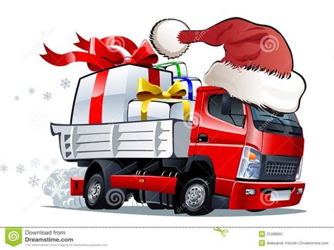 Vector Cartoon Christmas Truck Stock Image Image 21288661