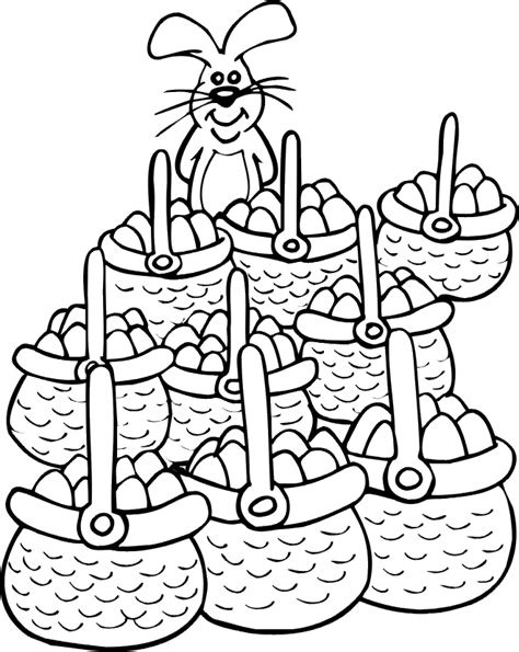 easter bunny  baskets  eggs coloring page