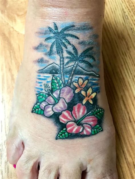 hawaiian foot tattoo sailor jerry tattoos palm tree tattoo tattoos