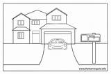House Coloring Pages Parts Outline Driveway Title sketch template
