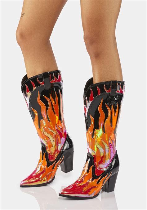 yru flame cowboy boots blackred dolls kill