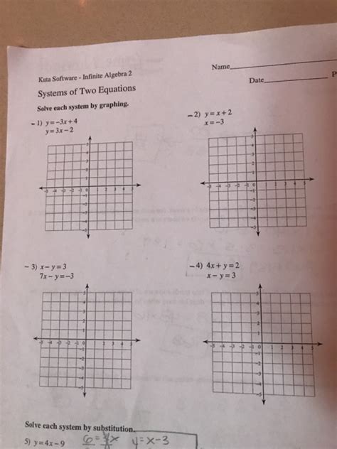 infinite algebra  solving systems  equations  graphing answer key