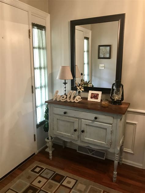 entryway idea blue distressed table modern farmhouse distressed table