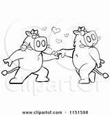 Romantic Boar Clipart Dance Couple Cartoon Doing Thoman Cory Animals Vector Outlined Coloring Royalty Collc0121 sketch template