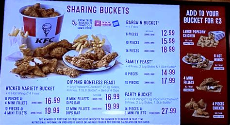chicken bucket kfc menu  prices