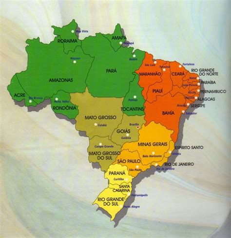Mapa Do Brasil Político Regiões Estados E Capitais