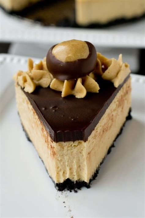 Peanut Butter Buckeye Cheesecake {with Chocolate Ganache Topping}