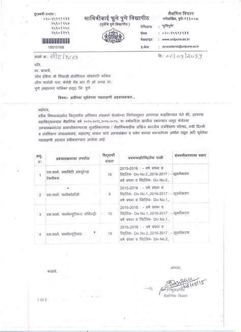 affiliation letter     pharmacy college  pune