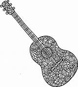 Coloring Pages Mandala Instruments Guitar Doodle Drawing Musical Choose Board sketch template