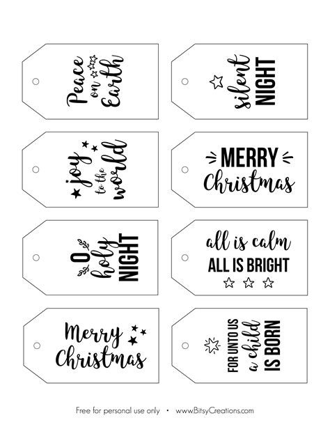 printable black  white christmas tags printable templates