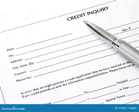 credit inquiry form stock image image  investment paperwork
