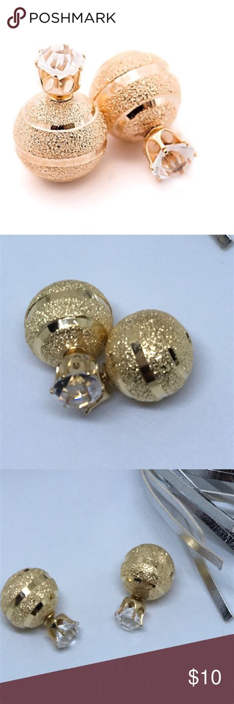 double ball earrings double ball earrings fun earrings gold texture