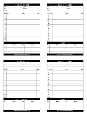 printable baseball lineup sheet forms  templates fillable