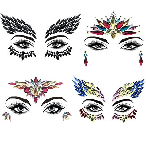 adhesive face gems rhinestone temporary tattoo jewels festival party