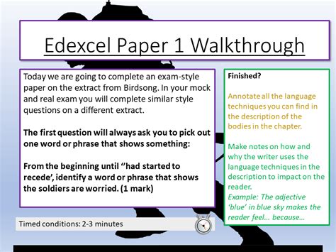 edexcel english paper  walkthrough teaching resources english