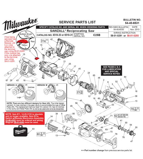 buy milwaukee  cb sawzall reciprocating replacement tool parts milwaukee