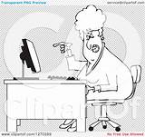 Yelling Angry Desk Computer Illustration Woman Business Her Royalty Clipart Vector Djart sketch template