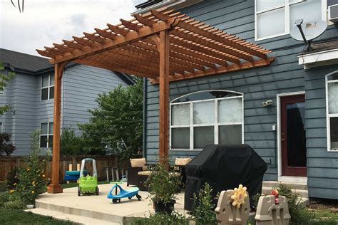 cedar pergola kits wall mounted attached  home