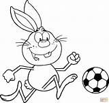 Soccer Coloring Pages Playing Rabbit Cute Drawing Logo Ball Printable Print Color Sports sketch template