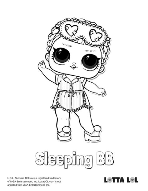 sleeping bb coloring page lotta lol kids printable coloring pages